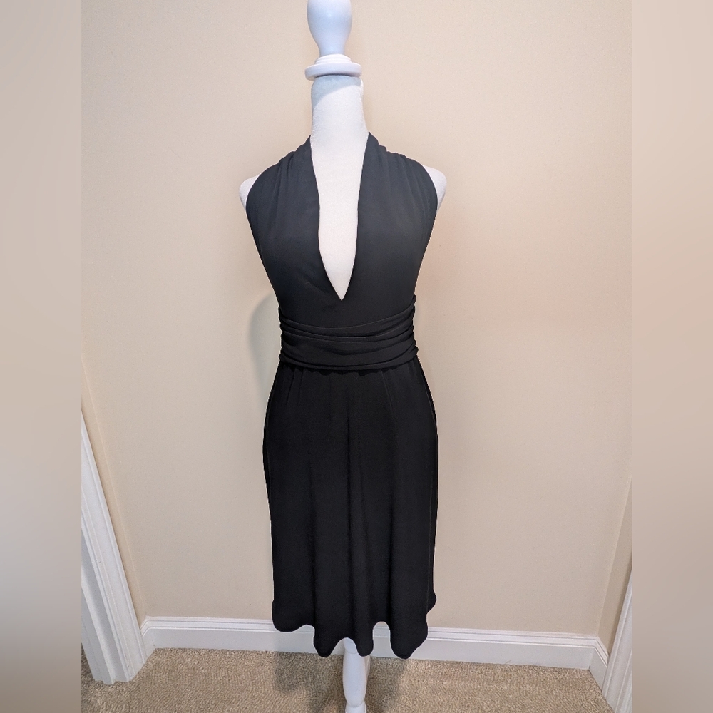 Laundry By Shelli Segal Black Formal Backless Dress With Deep V Neckline